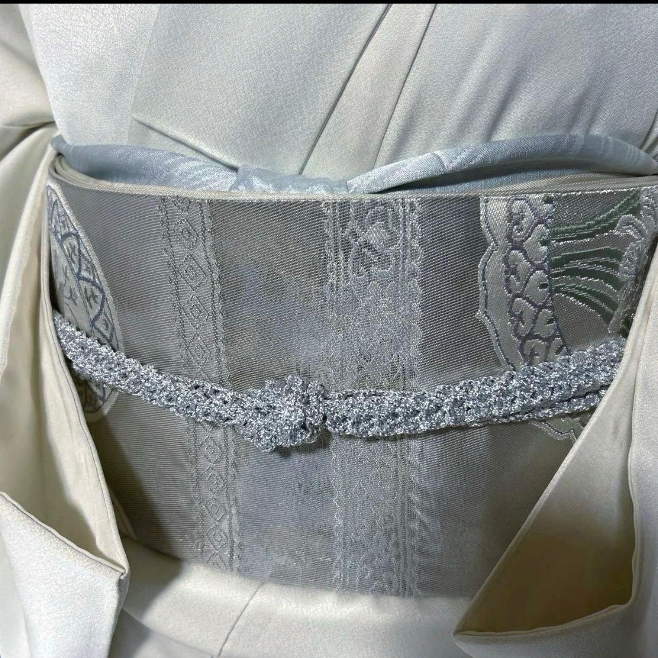 未使用近い 美品 正絹 訪問着 フルセット 祈丈67 ゆったり 西陣袋帯 