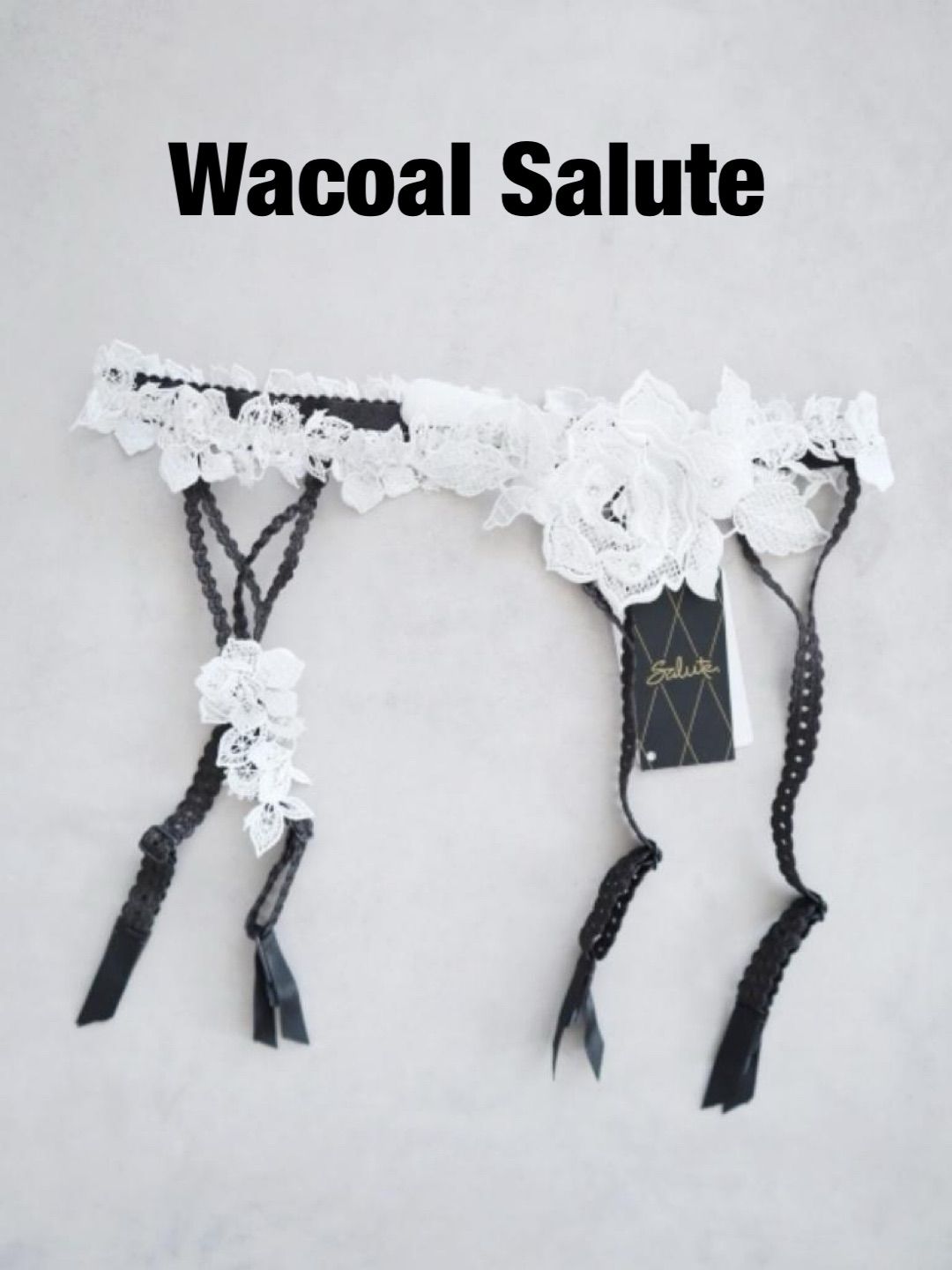 ★【新品】Wacoal Salute ワコールサルート 97G ガーターベルト プラダを着た悪魔 店舗限定 2023年製 日本製 M ウエスト64-70 ホワイト×チャコールグレー 送料込み 6464080