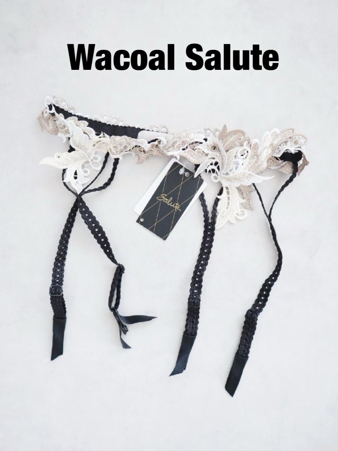 ★【新品】Wacoal Salute　ワコールサルート　ガーターベルト　フェニックス　2023年製　M　ウエスト64-70　ブラック×ベージュ系　上品　送料込み　6464079
