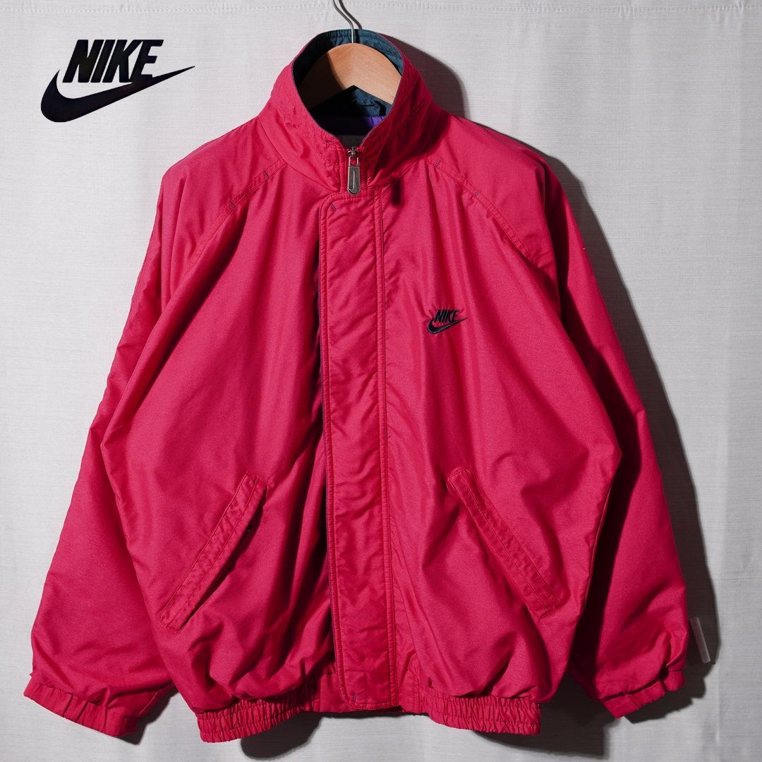 90s 白タグ ナイキ NIKE ナイロンジャケット L マゼンタ ヴィンテージ 