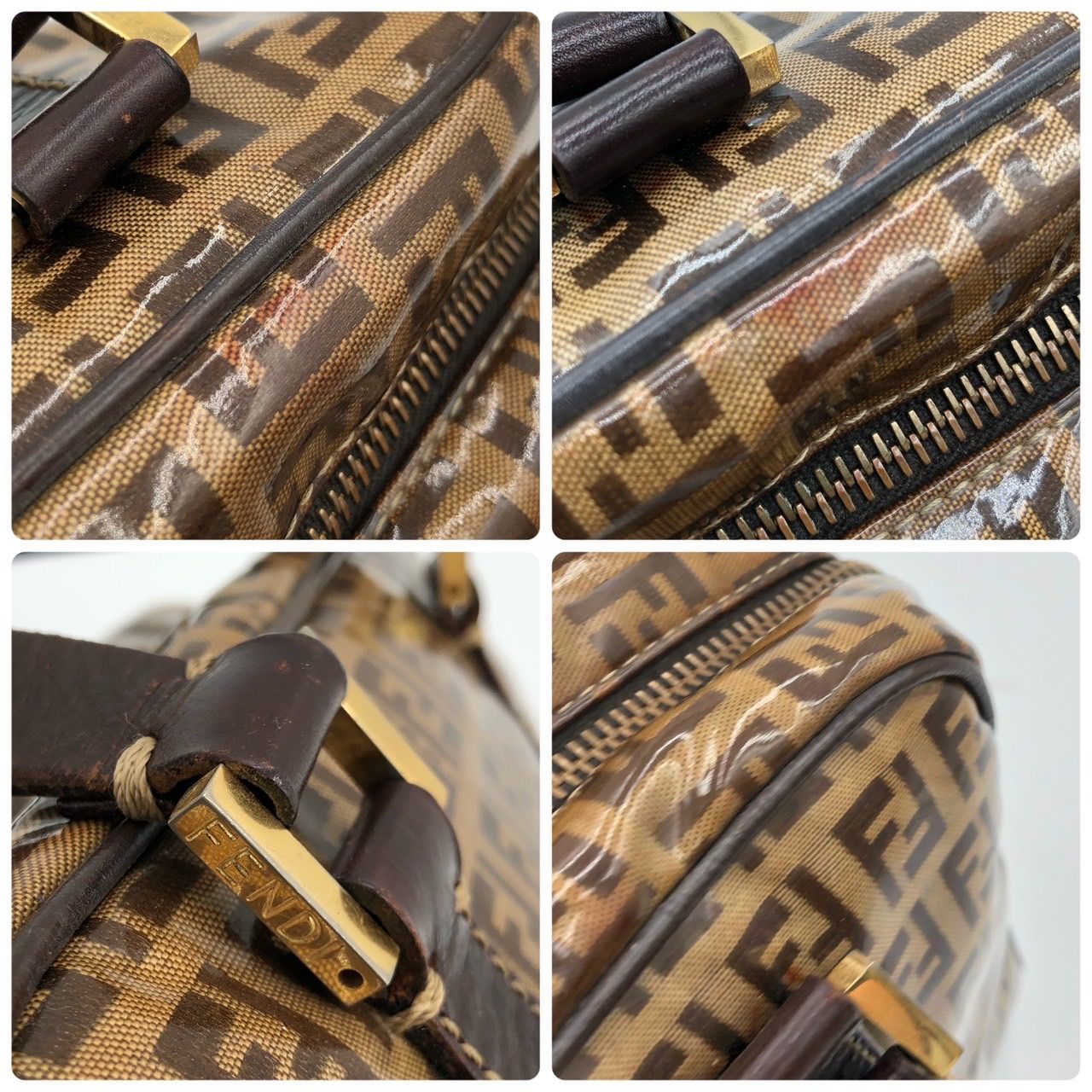 FENDI フェンディ ズッカ柄 ハンドバッグ ズッキーノ 茶 ブラウン 
