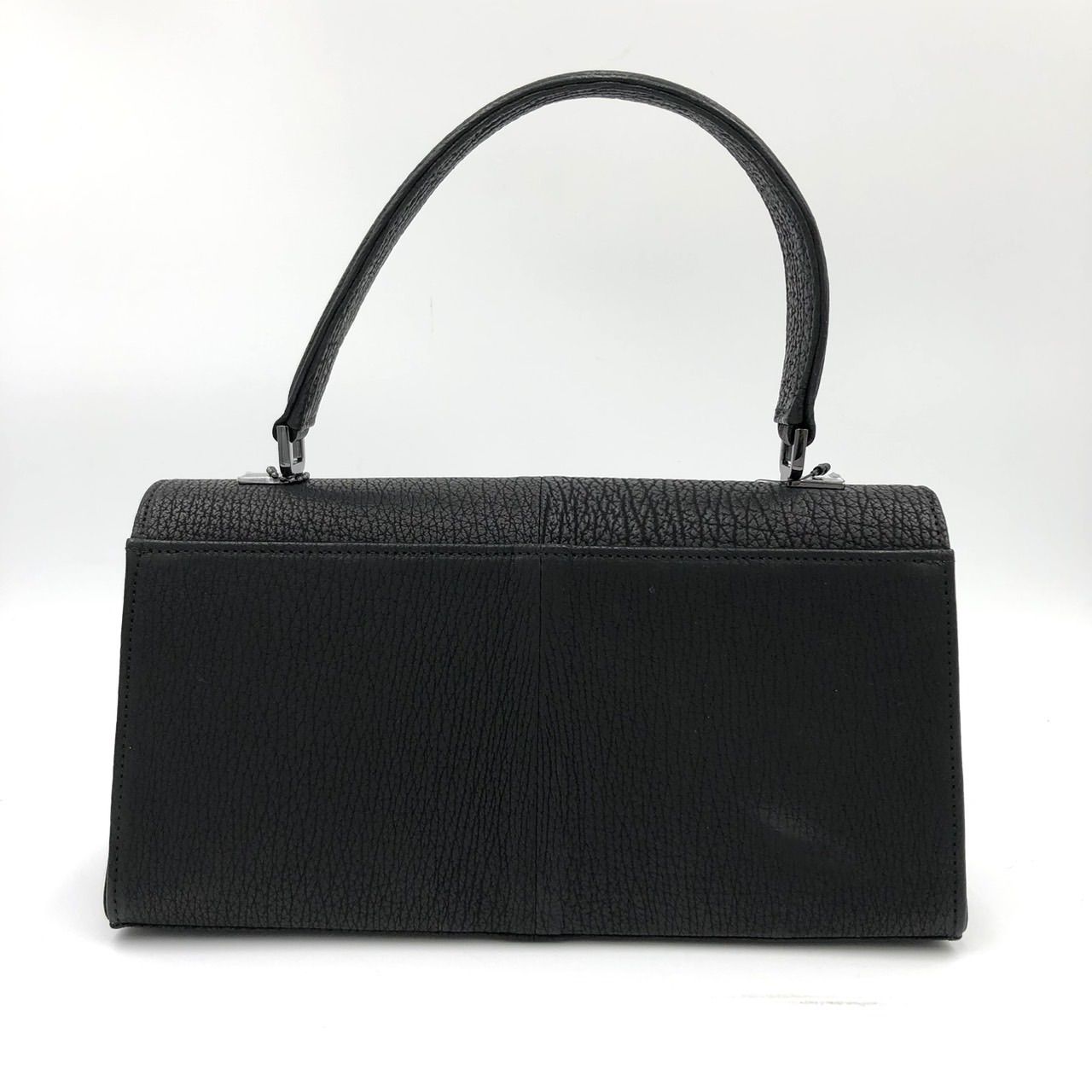 美品】JRA認定 シャークスキン ハンドバッグ 鮫革 ブラック 黒 