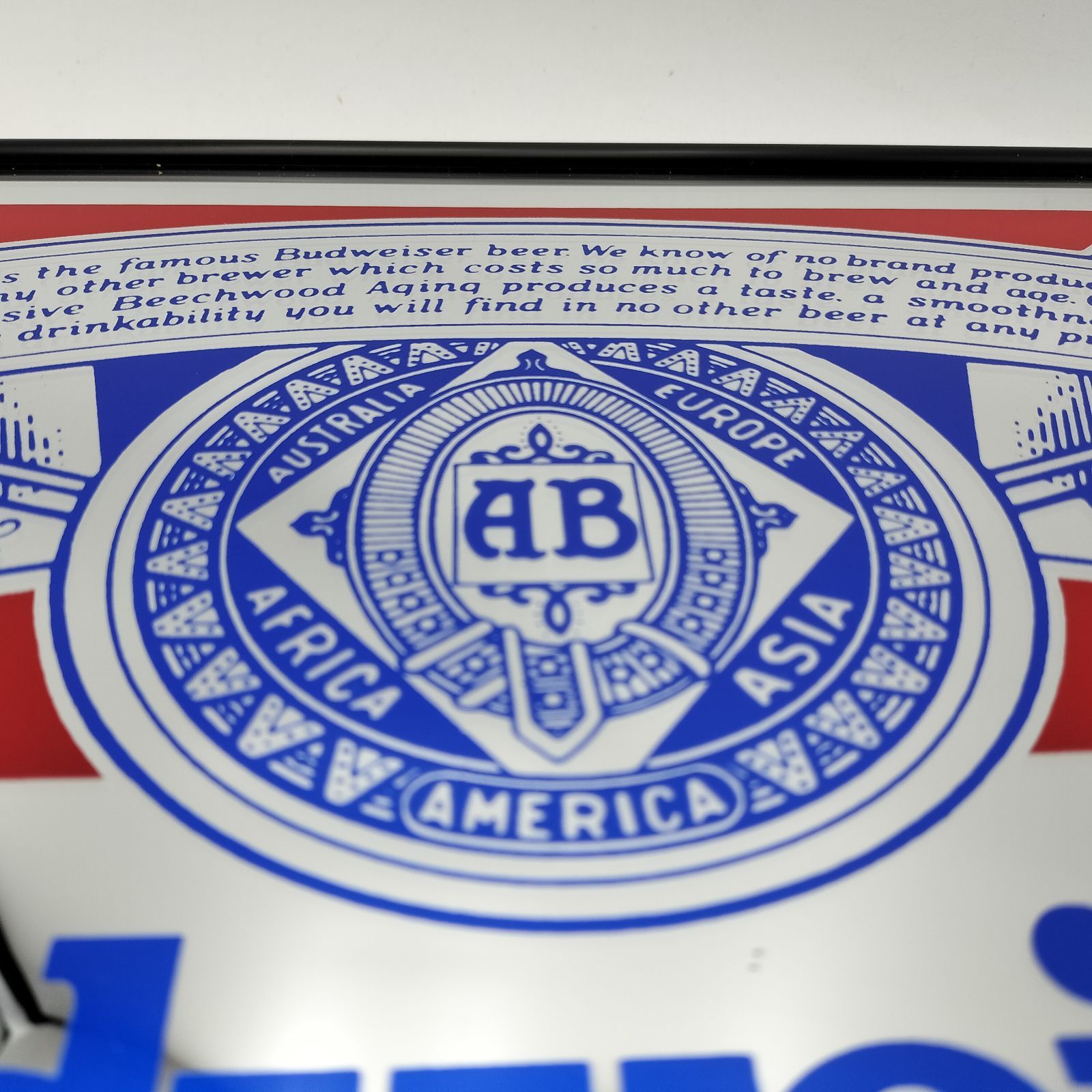 Budweiser バドワイザー 大型パブミラー 45X30cm ビンテージ 壁掛け 鏡