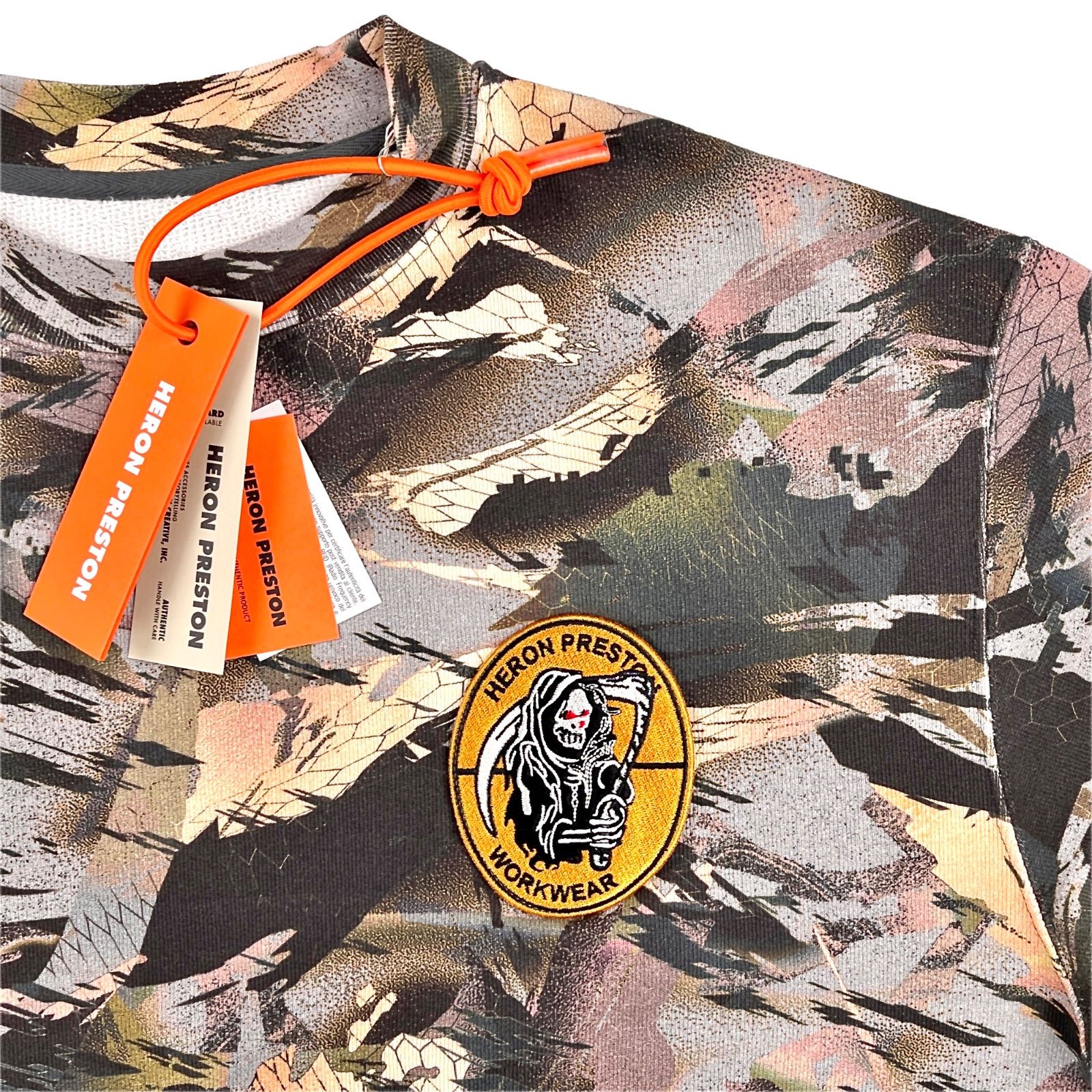 HERON PRESTON ヘロンプレストン CREWNECK OS CAMO FLAMING S 死神 