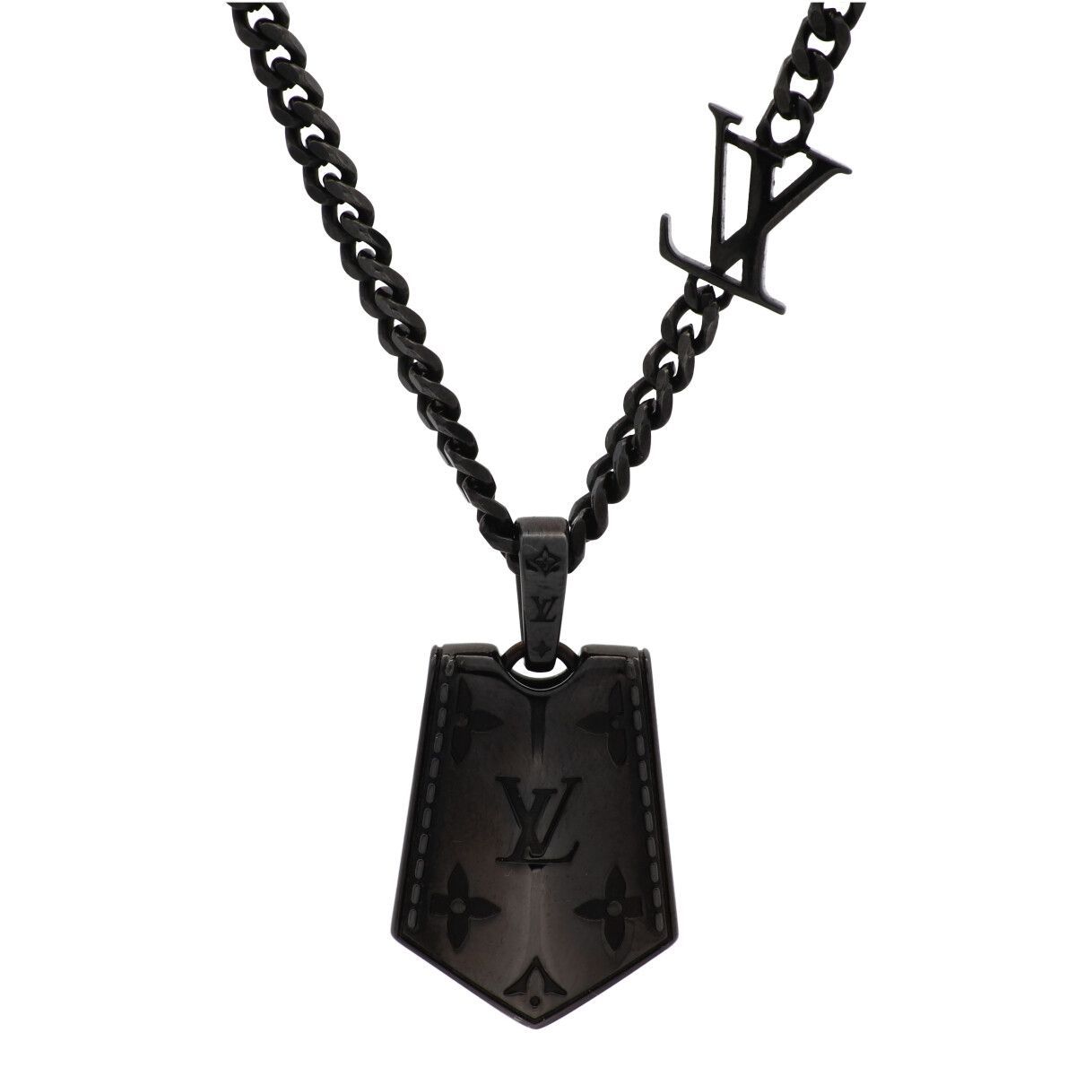 LOUIS VUITTON スカルネックレス ブラック 中古】 LOUIS VUITTON ルイヴィトン ペンダント・LV タグ M03337