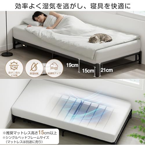LEDライト付きコンセント】ベッドフレーム シングル Holdm ローベッド 