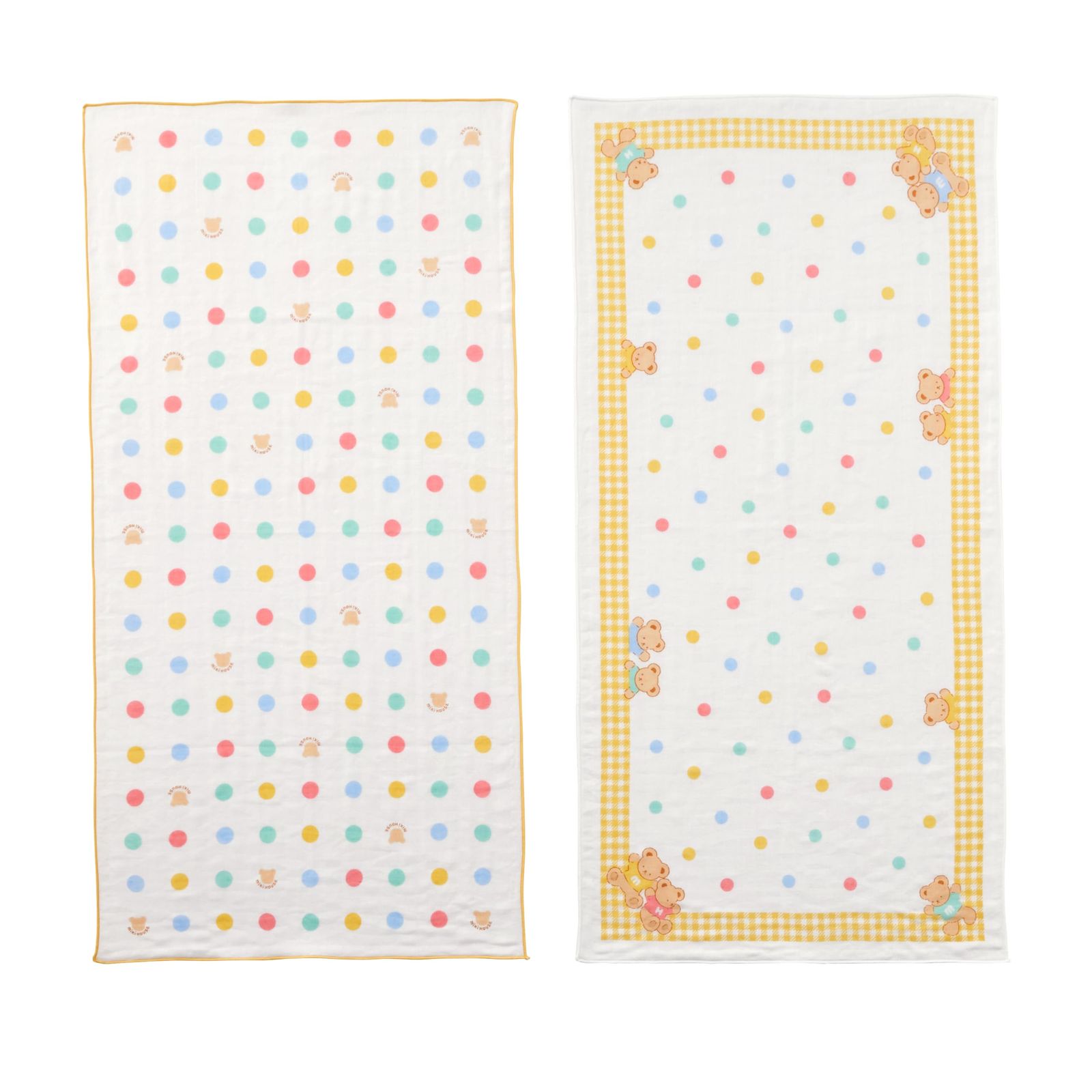 新品 [ミキハウス] ガーゼタオルセット 沐浴 お風呂 ガーゼ タオル 2枚組 綿100％ 日本製 35×70cm 出産準備 男の子 女の子 ベビー キッズ 赤ちゃん ベビー服 46-8401-148 マルチカラー