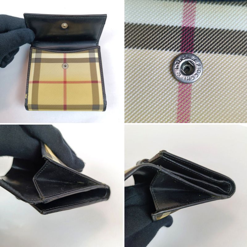 BURBERRY バーバリー 二つ折り財布 ノバチェック PVC レザー Wホック