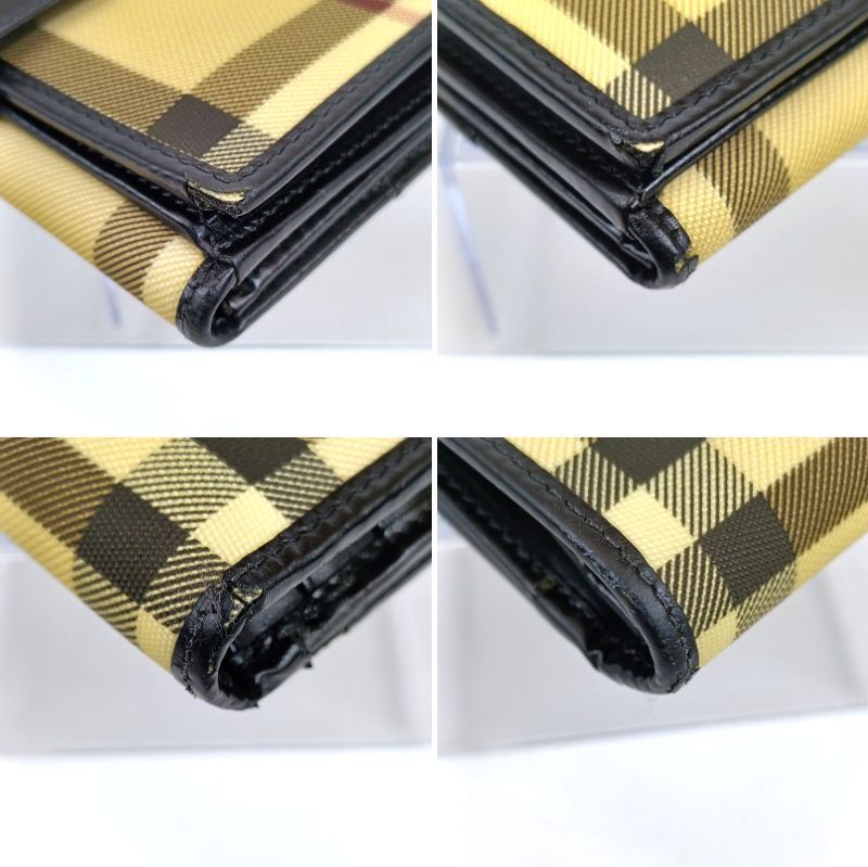 バーバリー 二つ折り財布 ノバチェック PVC レザー ベージュ 黒 コンパクト BURBERRY バーバリー 二つ折り財布 ノバチェック PVC レザー Wホック