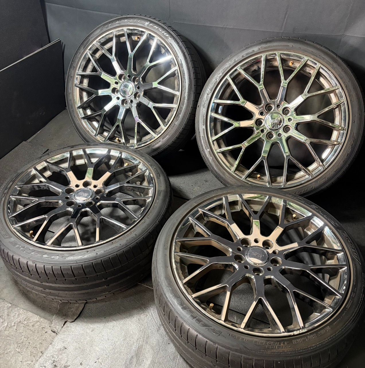 無限 19インチ 8J +58 PCD 114.3 ハブ径約66mm 約5～6分山 ファルケン 