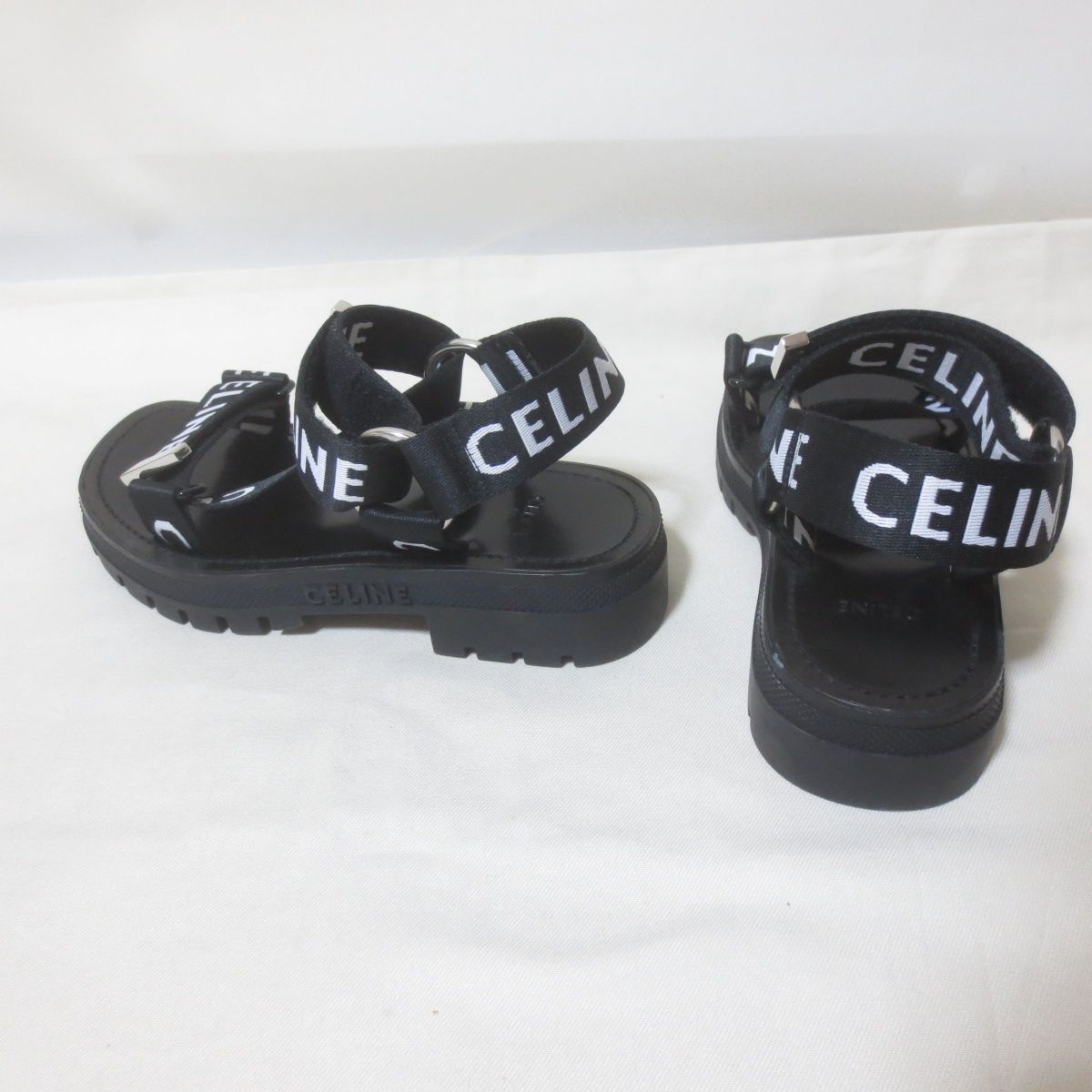 BM169 美品 CELINE セリーヌ レオ ストラッピー サンダル ブラック 