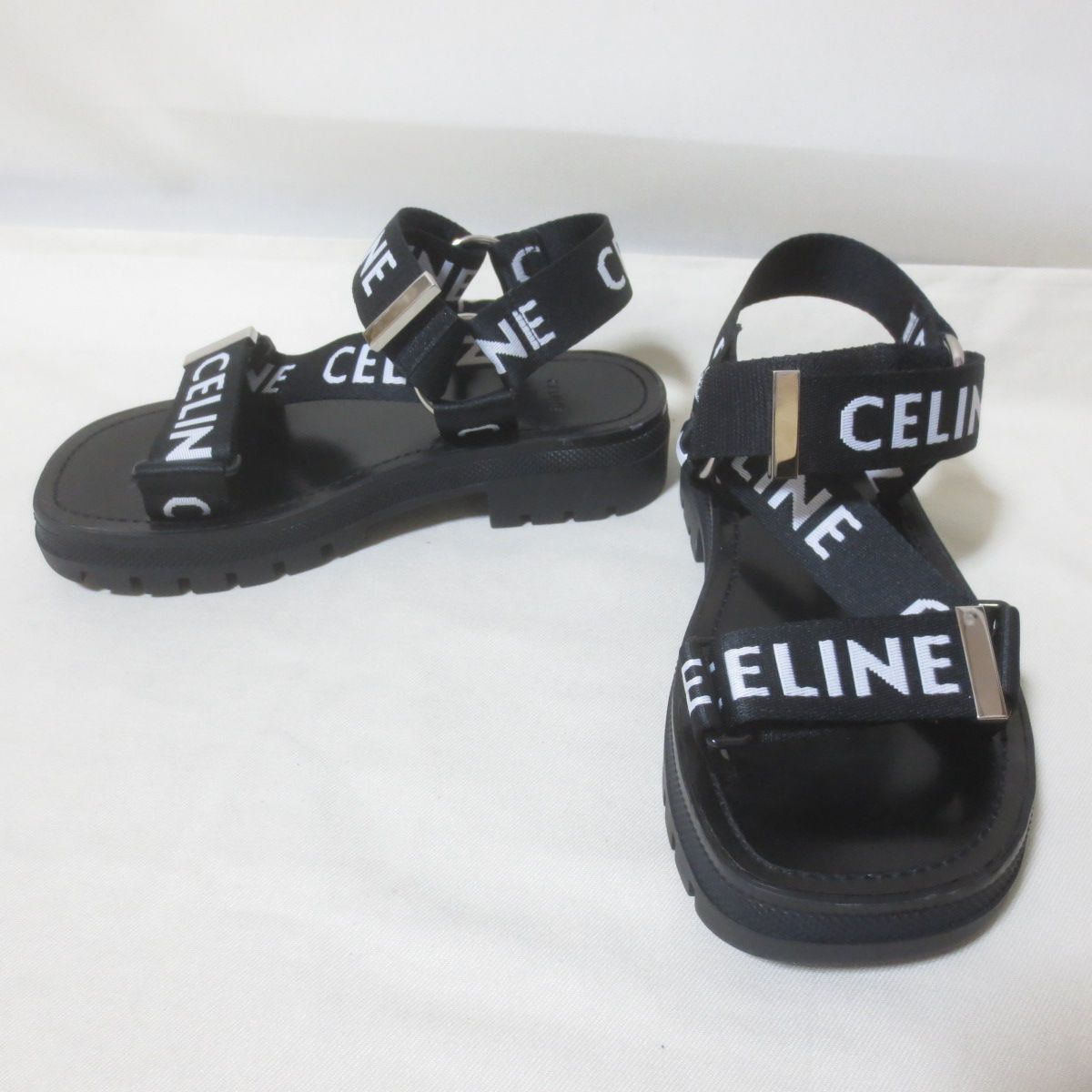 BM169 美品 CELINE セリーヌ レオ ストラッピー サンダル ブラック 