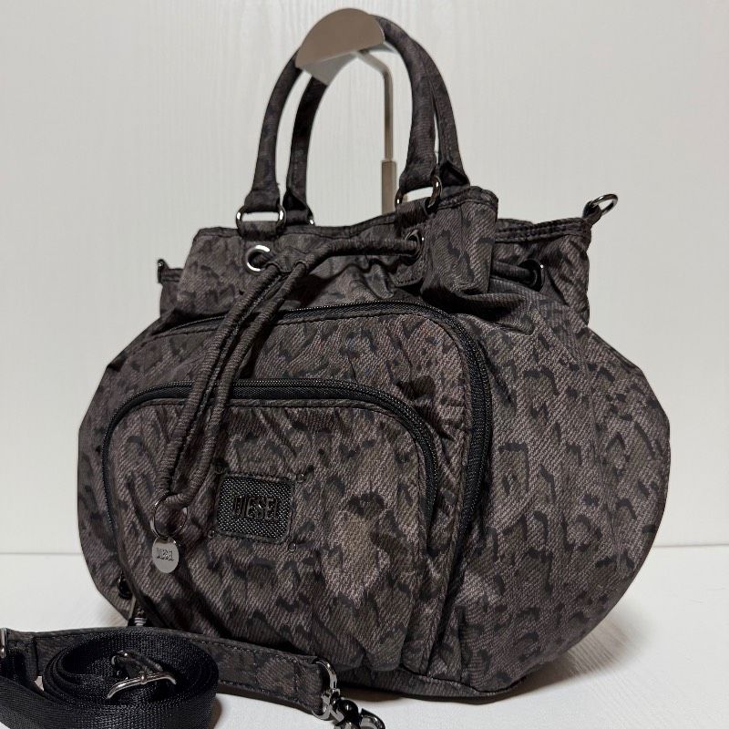 未使用級DIESEL レオパード柄 ショルダーバッグ　2way y2k総柄 美品】DIESEL ディーゼル 2WAY ショルダーバッグ レオパード柄