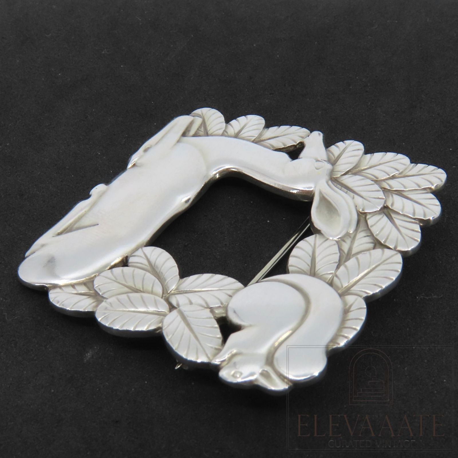 美品 Georg Jensen ジョージジェンセン deer squirrel シルバー ピン 