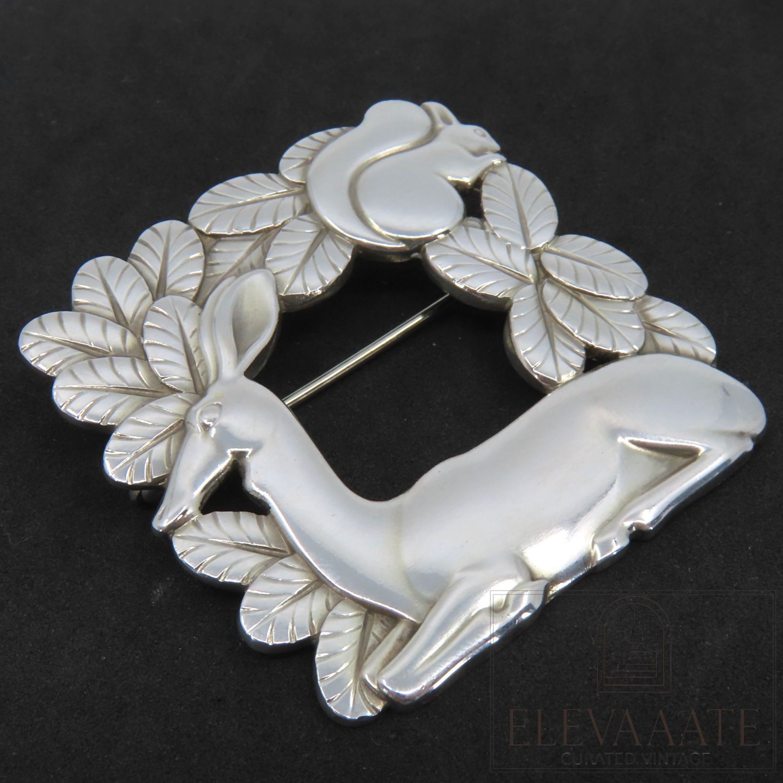 美品 Georg Jensen ジョージジェンセン deer squirrel シルバー ピン 