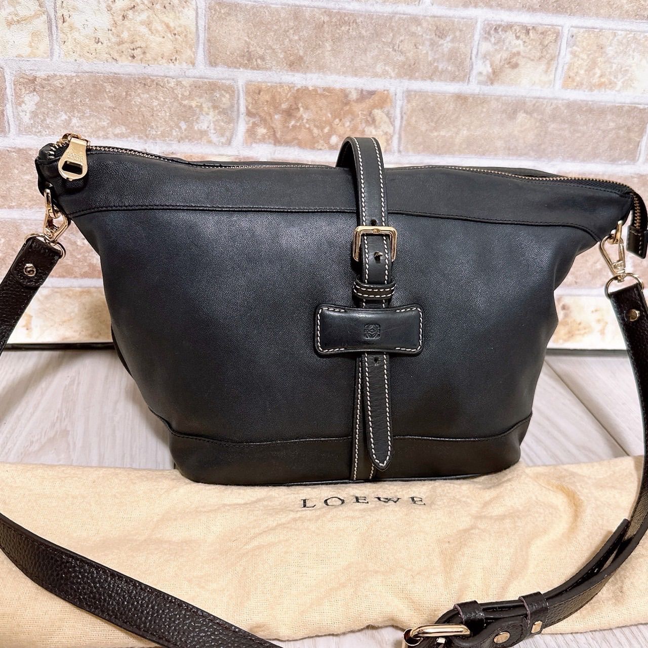 美品)LOEWE(ロエベ)2wayバッグ ブラック - メルカリ