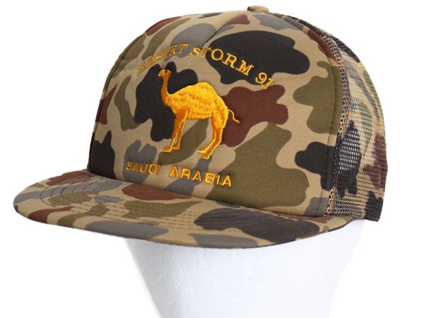 [Special coupons are being distributed!] Deadstock 90s Camo Mesh Baseball Cap Mens Free Size/Old Hunting Gulf War Military Camo
