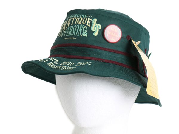 【お得なクーポン配布中!】 90s デッドストック 企業 ジョーク メッセージ プリント バケット ハット メンズ レディース L 実寸 59cm / 帽子 オールド 缶バッチ 付き