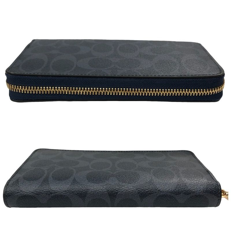 COACH コーチ レディース 長財布 C4452 ロング ジップ アラウンド ウォレット シグネチャー キャンバス ネイビー 【中古】 12604K101 COACH コーチ レディース 長財布 C4452 ロング ジップ アラウンド