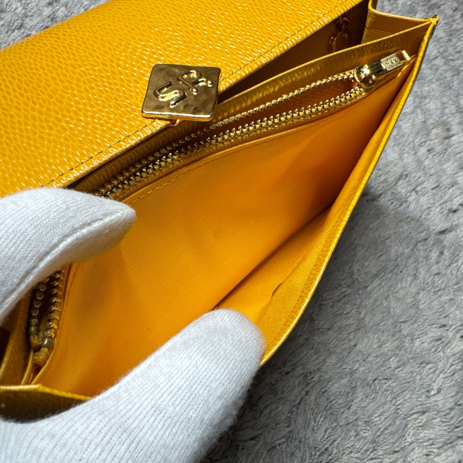 未使用】SONIA RYKIEL ソニアリキエル 二つ折り財布 レザー イエロー 
