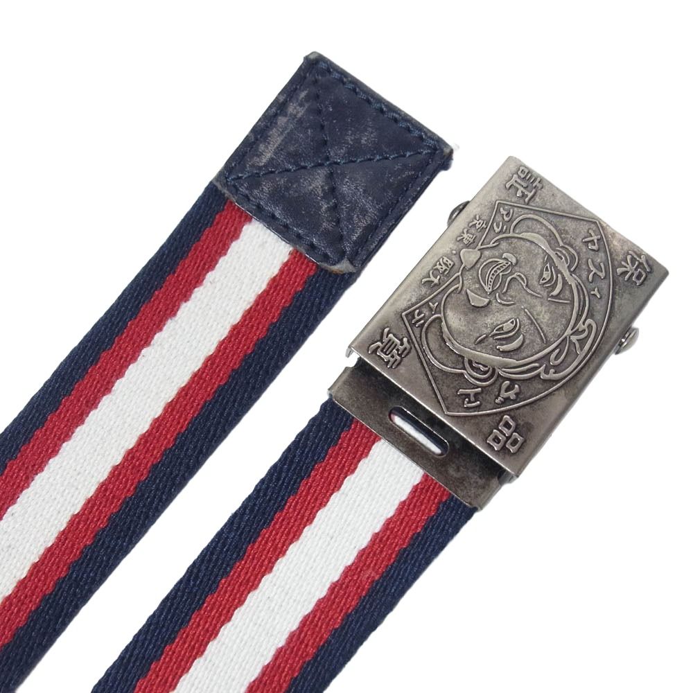 EVISU エヴィス 大黒様バックル GI ベルト ガチャベルト ネイビー系 36【中古】 EVISU エヴィス 大黒様バックル GI ベルト ガチャベルト ネイビー系 36