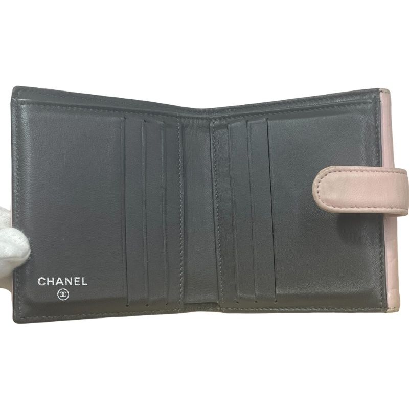 CHANEL シャネル カメリア ココマーク 折財布 ピンク カーフ 二つ折り