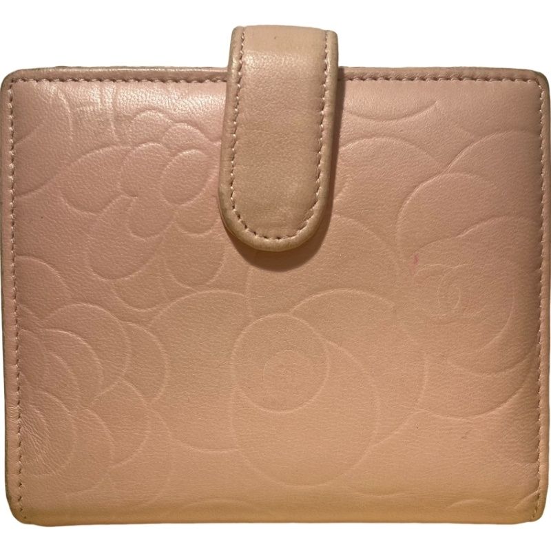 CHANEL シャネル カメリア ココマーク 折財布 ピンク カーフ 二つ折り財布 レディース 【中古】 12604K154 CHANEL シャネル カメリア ココマーク 折財布 ピンク カーフ 二つ折り