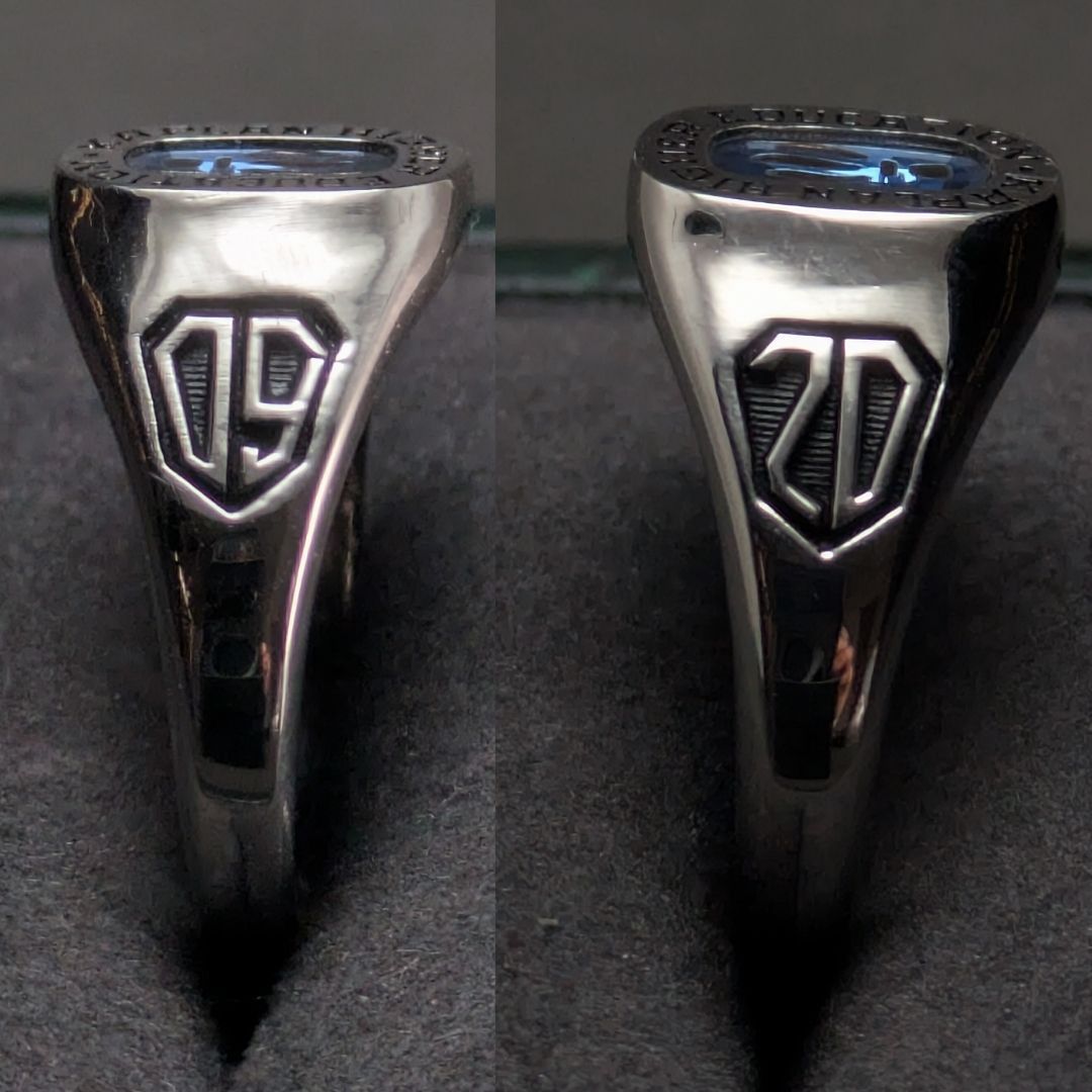 Jostens LTM 2009年 15号 ブルー炎モチーフ シグネットリング Kaplan 