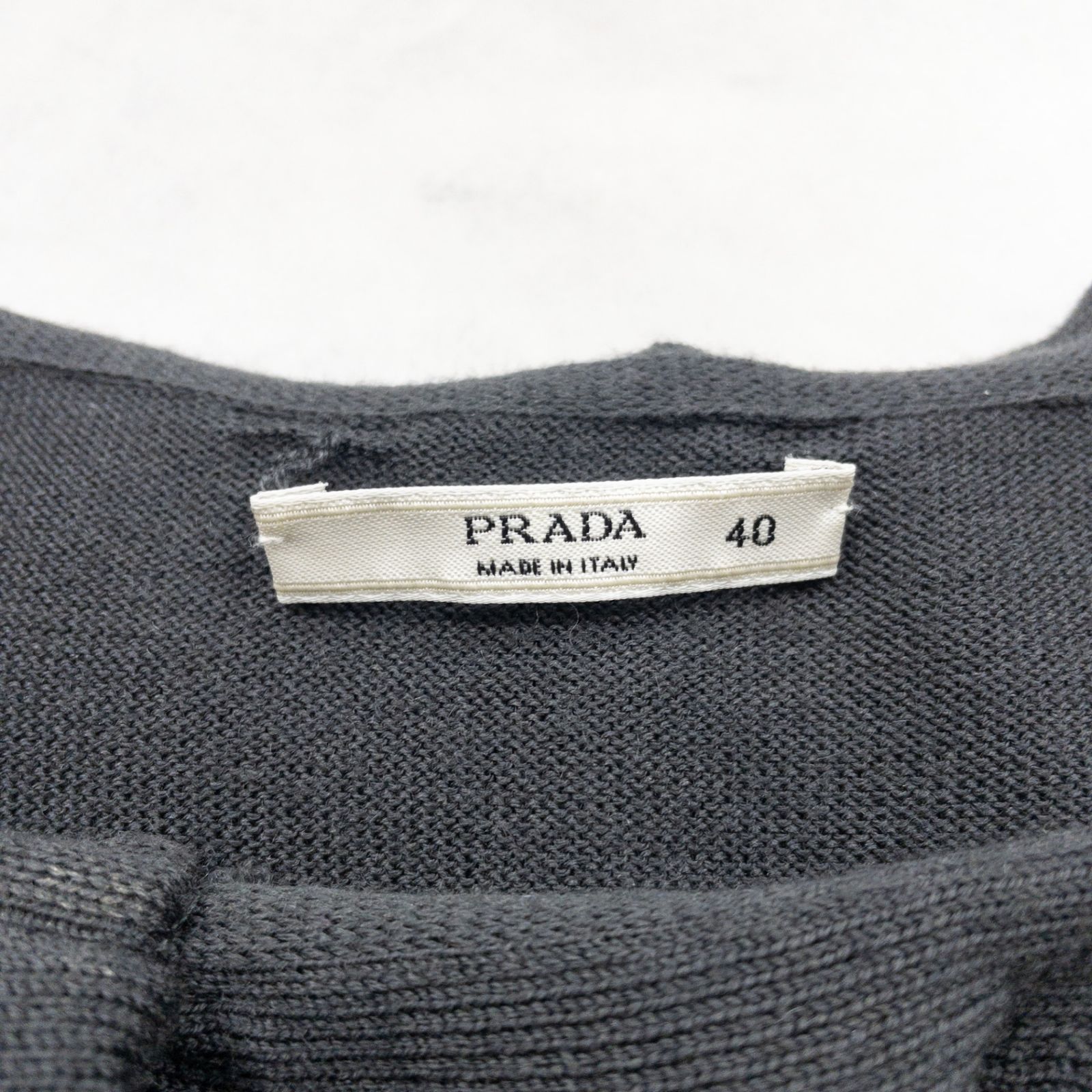 PRADA プラダ ニットトップス ノースリーブ フリル ウール グレー 