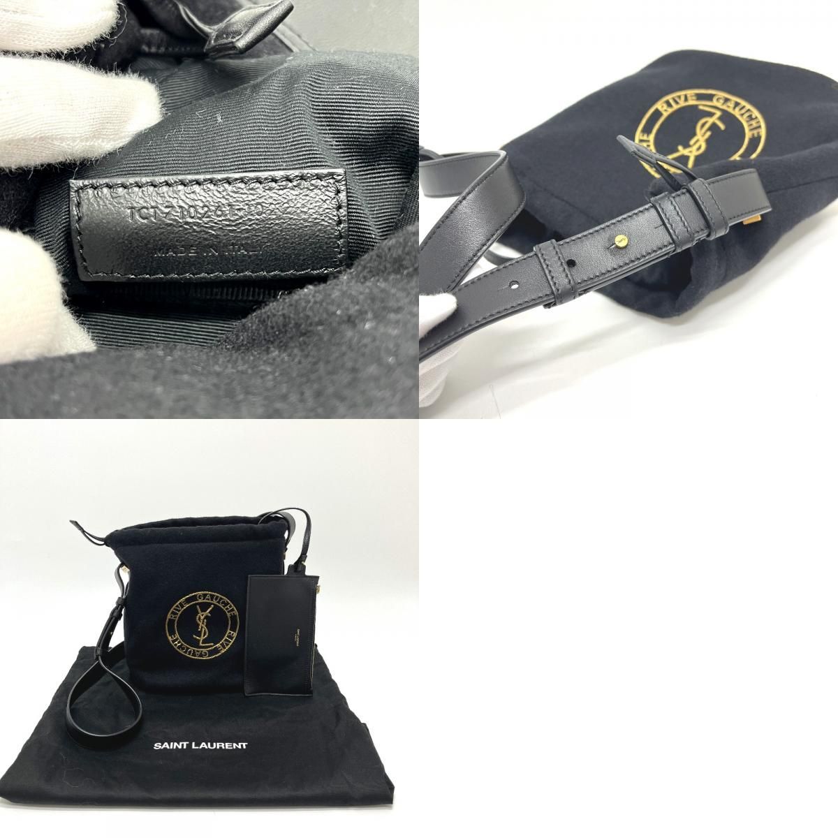 サンローランパリ SAINT LAURENT PARIS リヴゴーシュ TCT710261・1022 巾着 カバン バッグ ショルダーバッグ キャンバス ブラック 新品同様 SAINT LAURENT - サンローランパリ SAINT LAURENT PARIS リヴゴーシュ