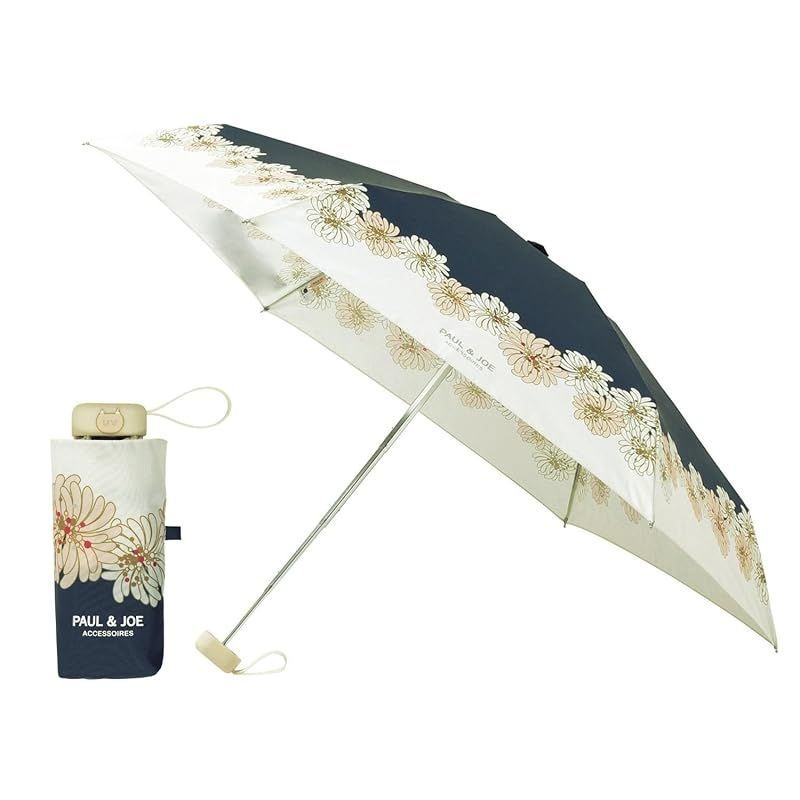 【新品】 ムーンバット 【ポール アンド ジョー】 雨傘 折りたたみ傘 レディース 通勤 通学 UVカット 5段ミニ クリザンテーム 21-113-10978-12 ブルー 0