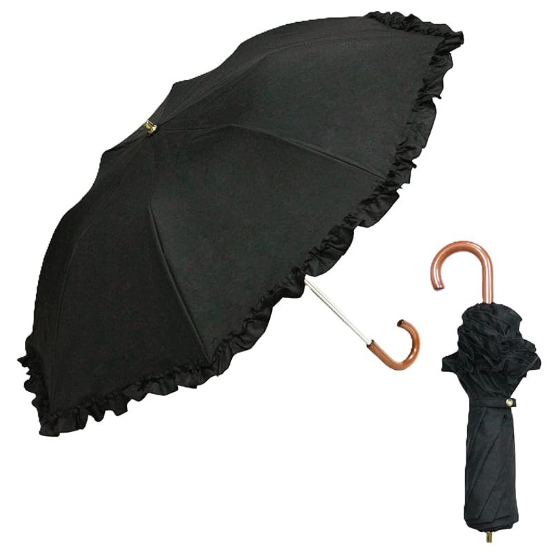 【新品】 フリルがおしゃれな 美しいシルエット 折りたたみ傘 UVカット 防水加工 晴雨兼用 親骨50cm ブラック 自然に開閉 らくらく サッとたためる 使いやすい 持ち運び便利 ナチュラルな雰囲気 コンパクト 軽量 エンプレットベール 1 5,240円