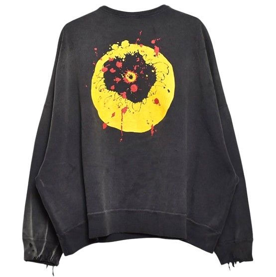 SAINT MICHAEL x Cactus Plant Flea Market セントマイケル カクタスプラントフリーマーケット 24AW 別注 日本製 CP_CREW SWT / SMILE ヴィンテージ加工 スマイルスウェット SM-YS1-0000-C06 S BLACK トレーナー SAINT Mxxxxxx トップス【新古品】【中古】【SAINT MICHAEL】 新品 SAINT MICHAEL x Cactus Plant Flea Market セントマイケル