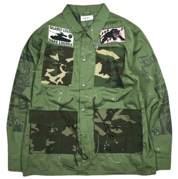 KIDILL キディル 24AW 日本製 10周年記念 ONE-OFF CUSTOM COACH JACKET カスタムコーチジャケット 1点物 KLONEOFF002 Free KHAKI GREEN×CAMOUFLAGE 定価132,000円 アウター【中古】【KIDILL】 KIDILL キディル 24AW 日本製 10周年記念 ONE-OFF CUSTOM COACH JACKET