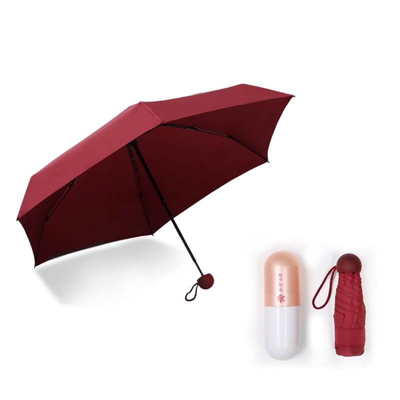 【新品】 Splink 折り畳み傘 レディース 日傘 晴雨兼用 uvカット 完全遮光 軽量 耐強風 トラベルアウトドア傘 遮熱 六本骨 収納ケース付き レッド (赤) 0