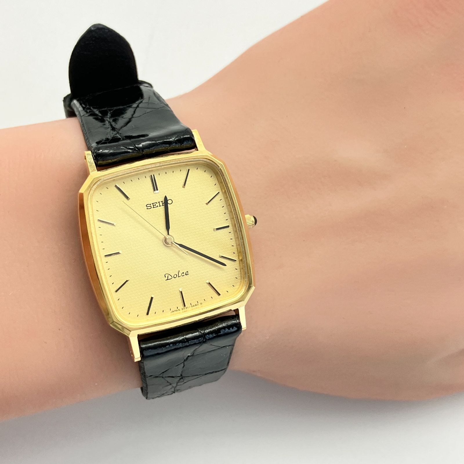 稼働】セイコー SEIKO ドルチェ Dolce 5E31-5A80 スクエア ゴールド 