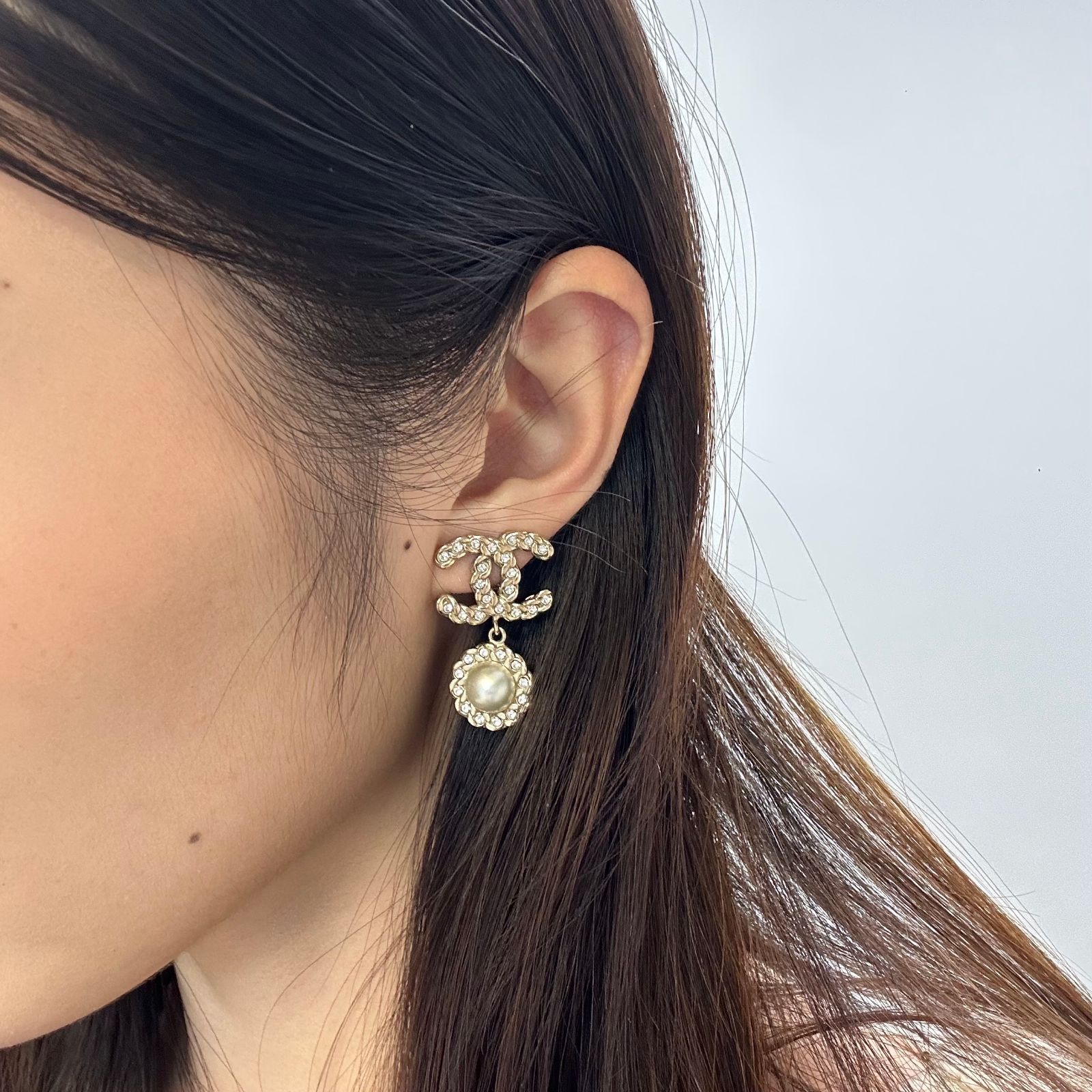 CHANEL （シャネル）ココマーク ラインストーン パール イヤリング 