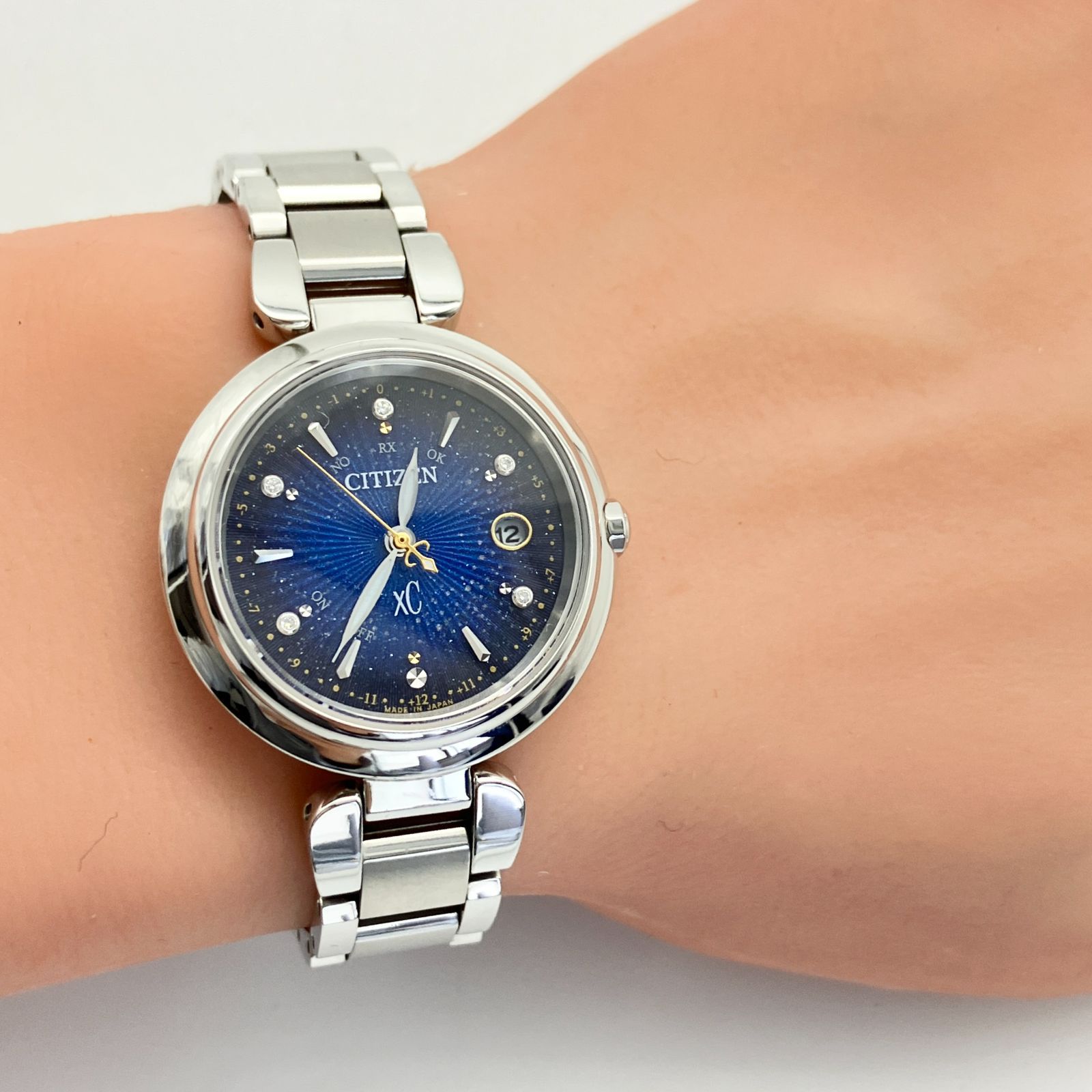 【稼働】シチズン CITIZEN クロスシー xC H060-T026583 シチズン クロスシー H060-T026583 TI ソーラー 青文字盤 Aランクの