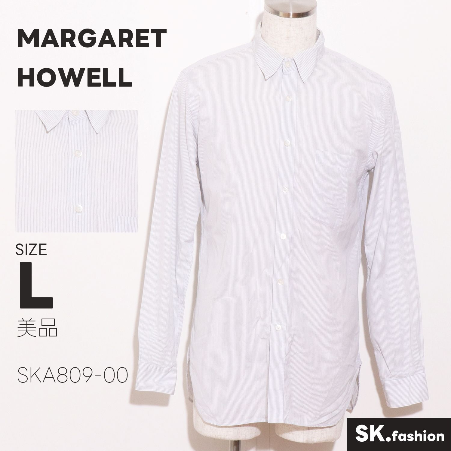 美品 「MARGARET HOWELL」 長袖シャツ LARGE ホワイト マーガレット 