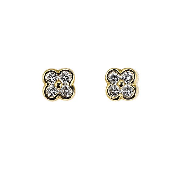 ポンテヴェキオ K18YG ダイヤモンド ピアス 0.08ct フラワー - メルカリ