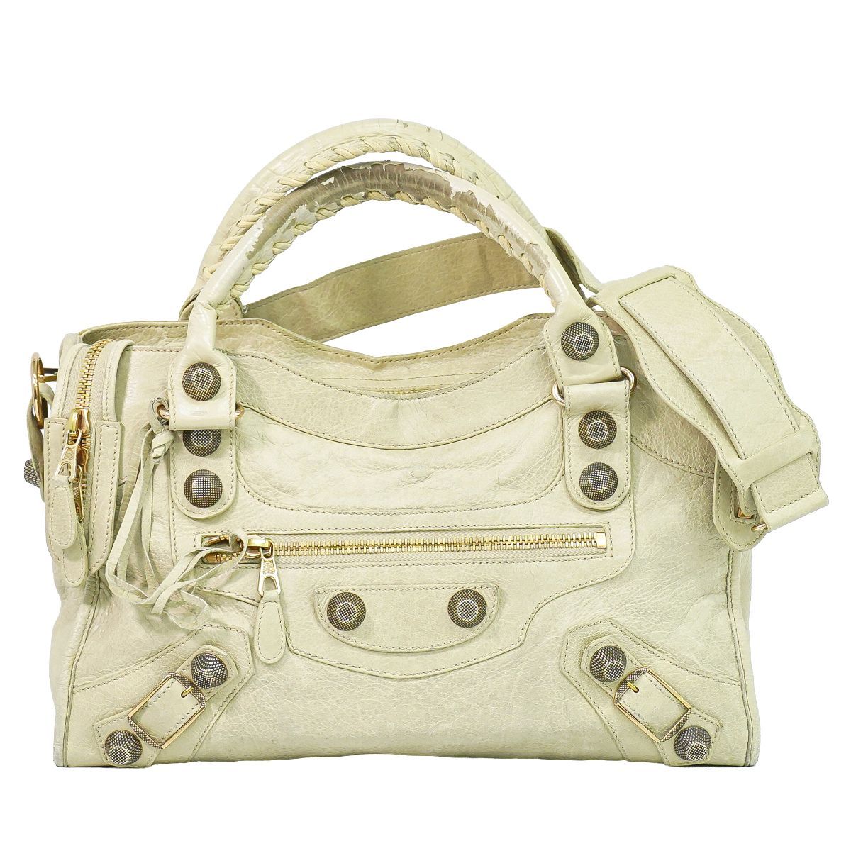 BALENCIAGA ベージュ レザー ショルダーバッグバレンシアガシティ