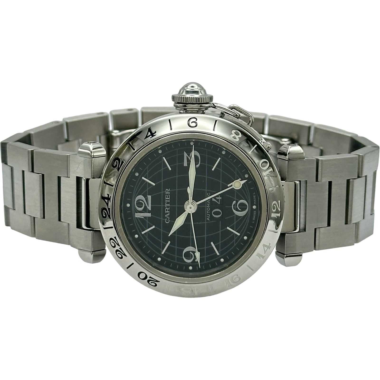 カルティエ Cartier パシャC メリディアン GMT W31049M7 ブラック 