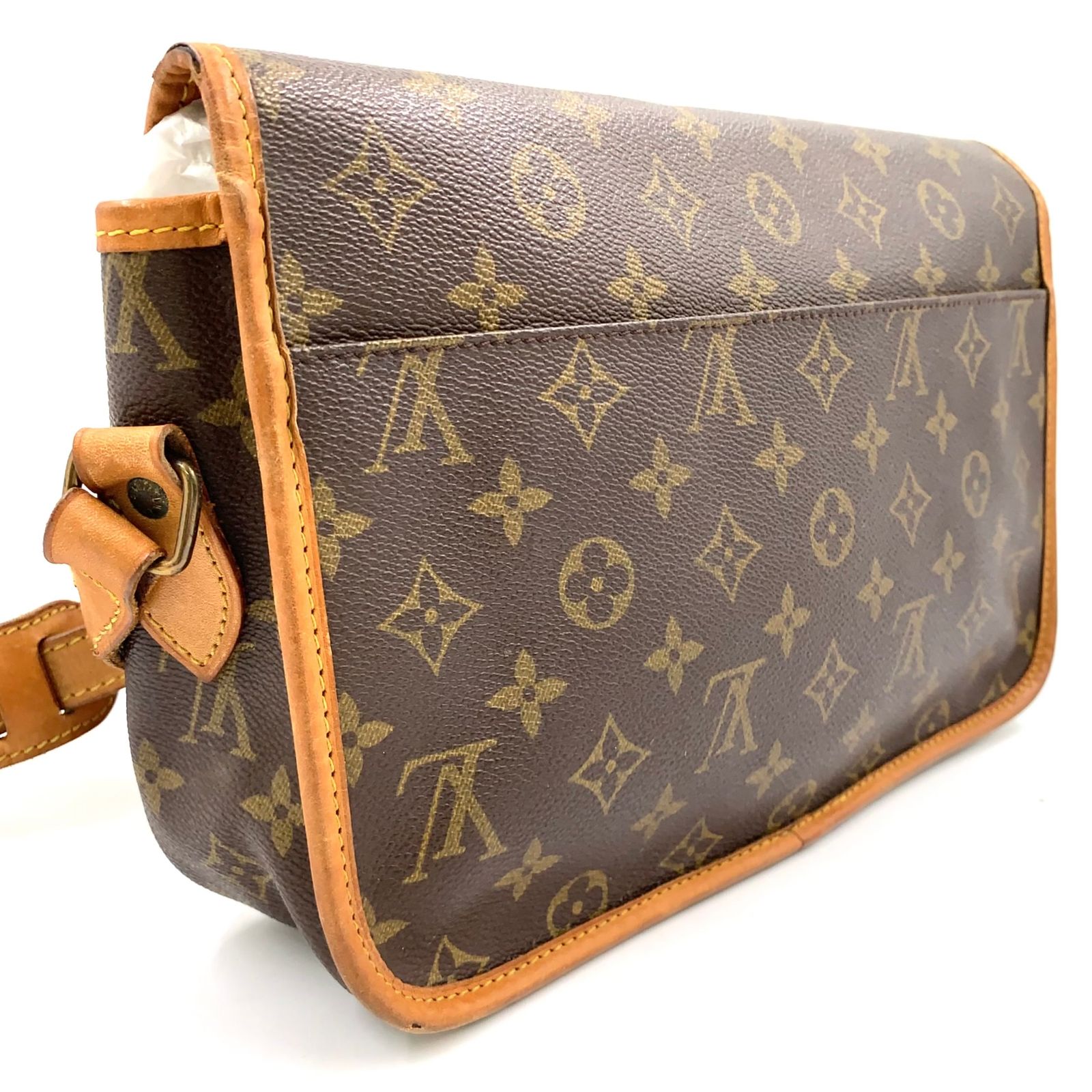 LOUIS VUITTON ルイヴィトン モノグラム ジベシエールMM ショルダーバッグ ブラウン レザー×PVC M42247 ゴールド金具 □ルイヴィトン□ ジベシエールMM モノグラム ショルダーバッグ PVC