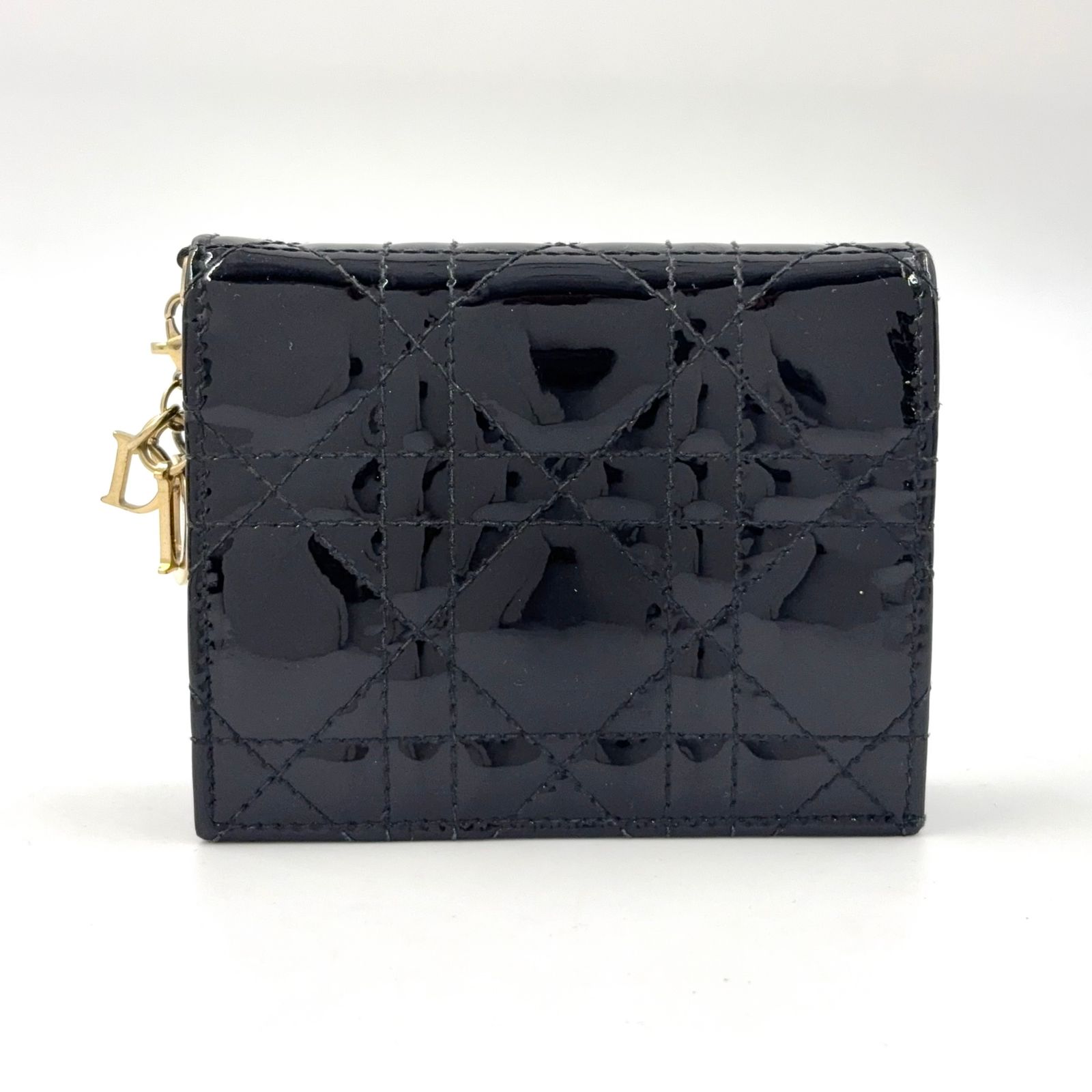 Christian Dior カナージュ コンパクトウォレット エナメルレザー 
