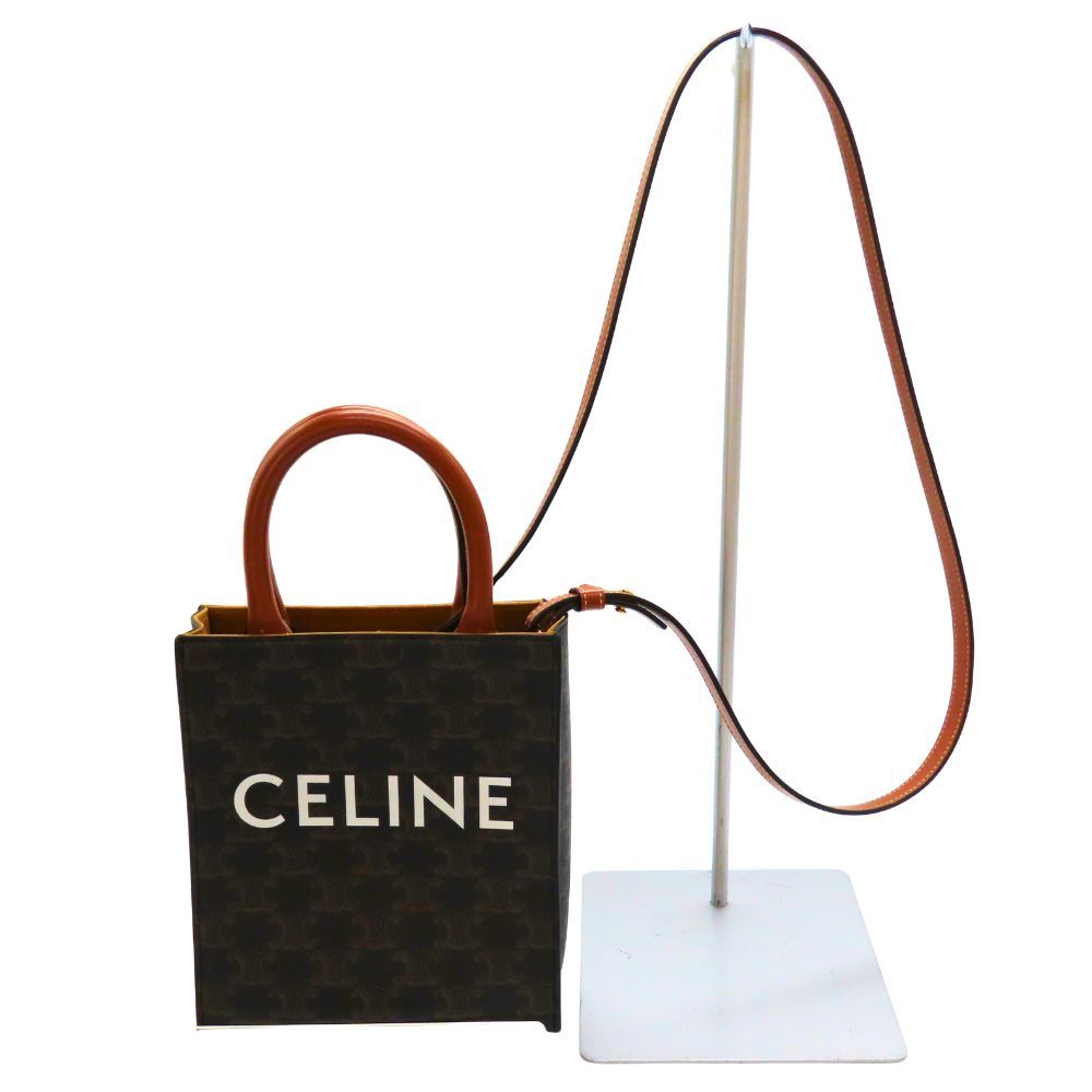 中古】 CELINE セリーヌ ミニバーティカルカバ タン トリオン