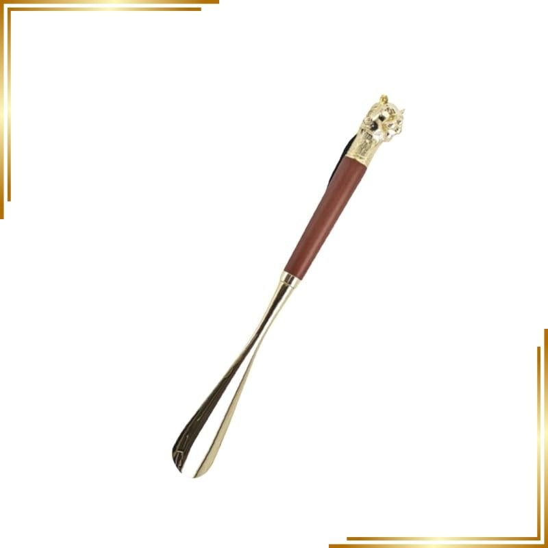 【新品】 [WATSU Life 和通生活] 靴べら 十二支 動物の頭 合金製 木製 シューホーン ゴールド 使いやすい けやき プレゼント ケース付き (とら 虎 32cm) 1