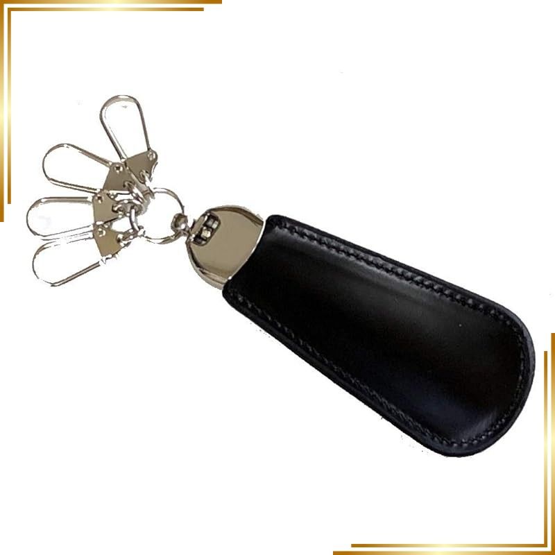 【新品】 [Saint Mode CORDOVAN] コードバン使用 靴べら付キーホルダー (ブラック) 1