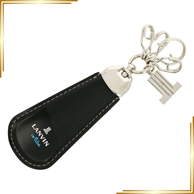 【新品】 [ランバンオンブルー] 靴べら キーホルダー キーリング ブランド 革 メンズ パーシャル 555617 LANVIN en Bleu 本革 牛革 レザー おしゃれ 携帯靴べら シューホーン 【01】 ブラック 0