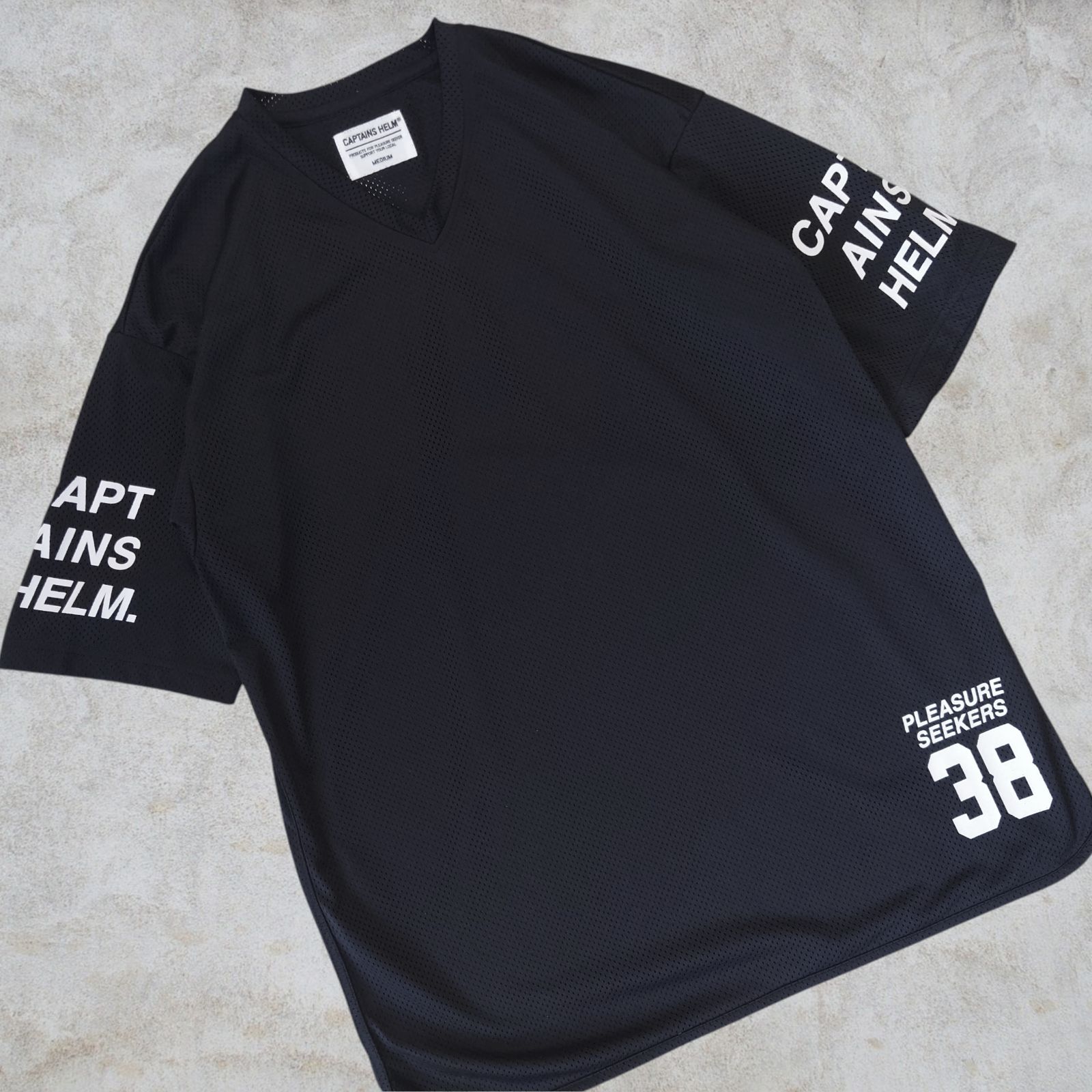 黒XL キャプテンズヘルム ダブル メッシュ フットボール Tシャツ