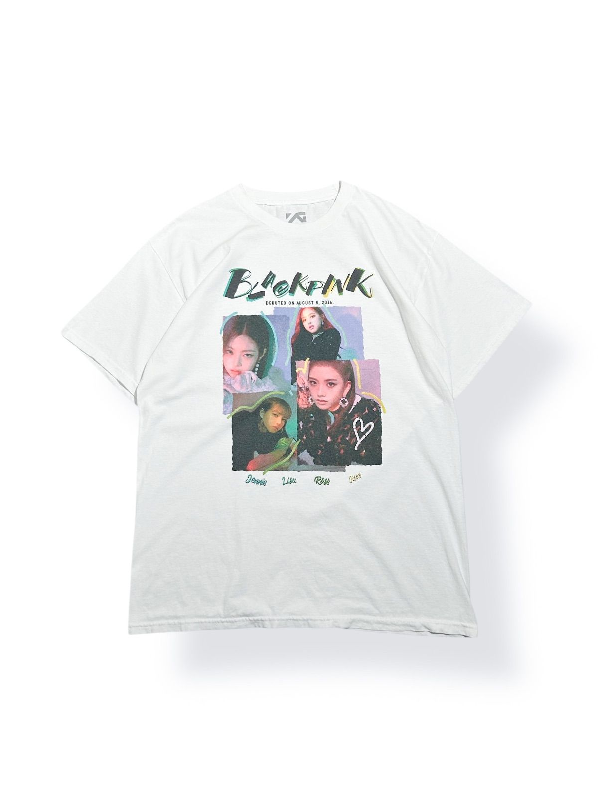 2016 BLACK PINK ブラックピンク Tシャツ 白 ホワイト フォト プリント